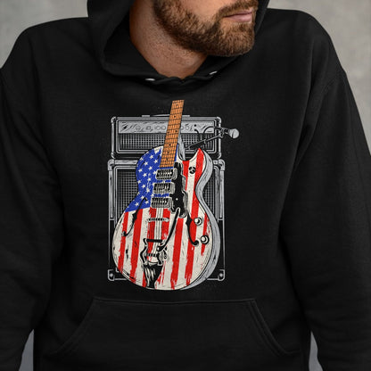 Guitar Lover Shirt, Funny Guitar UnisexT-Shirt/Hoodie/Sweatshirt HLT00 - American Flag Guitar 4th of July Guitarist USA Country Music T-Shirt