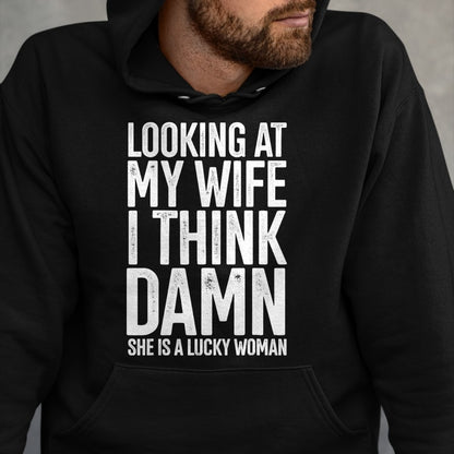 Best Wife Shirt, Wife and Husband Unisex T-Shirt/Hoodie/Sweatshirt HLT00 - Gift for wife T shirt, lucky wife   My Wife Is A Lucky Woman Wife Themed Gift Husbands Gift T-Shirt (1)
