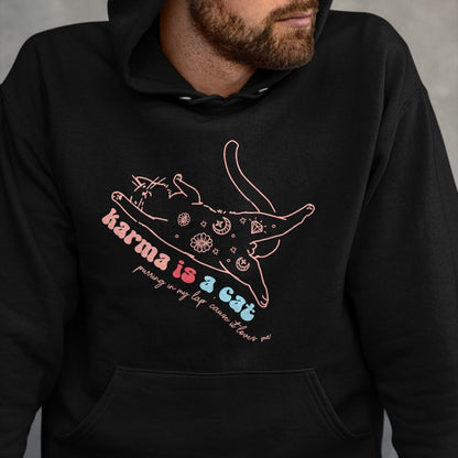Cat Love Shirt, Funny Cat Lover Gift UnisexT-Shirt/Hoodie/Sweatshirt HLT00 - Karma Is Cat Purring In My Lap Cause It Loves Me  Cat Love T-Shirt