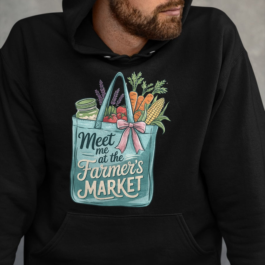 Best Farmer Life Shirt, Funny Farmer UnisexT-Shirt/Hoodie/Sweatshirt HLT00 - Meet Me At The Farmers Market Shopping Bag Fresh Vegetables T-Shirt