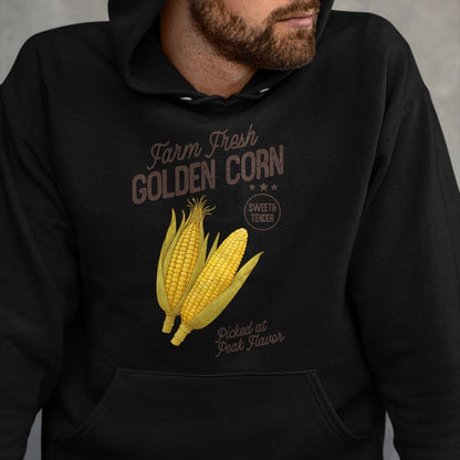 Best Farmer Life Shirt, Funny Farmer UnisexT-Shirt/Hoodie/Sweatshirt HLT00 - Farm Fresh Golden Corn Retro Sweet Vegetable Farmers Market T-Shirt