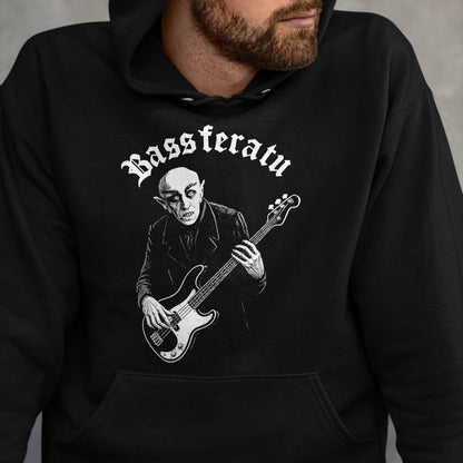 Guitar Lover Shirt, Funny Guitar UnisexT-Shirt/Hoodie/Sweatshirt HLT00 - Bassferatu Gothic Horror Bass Guitar Player Halloween Parody T-Shirt