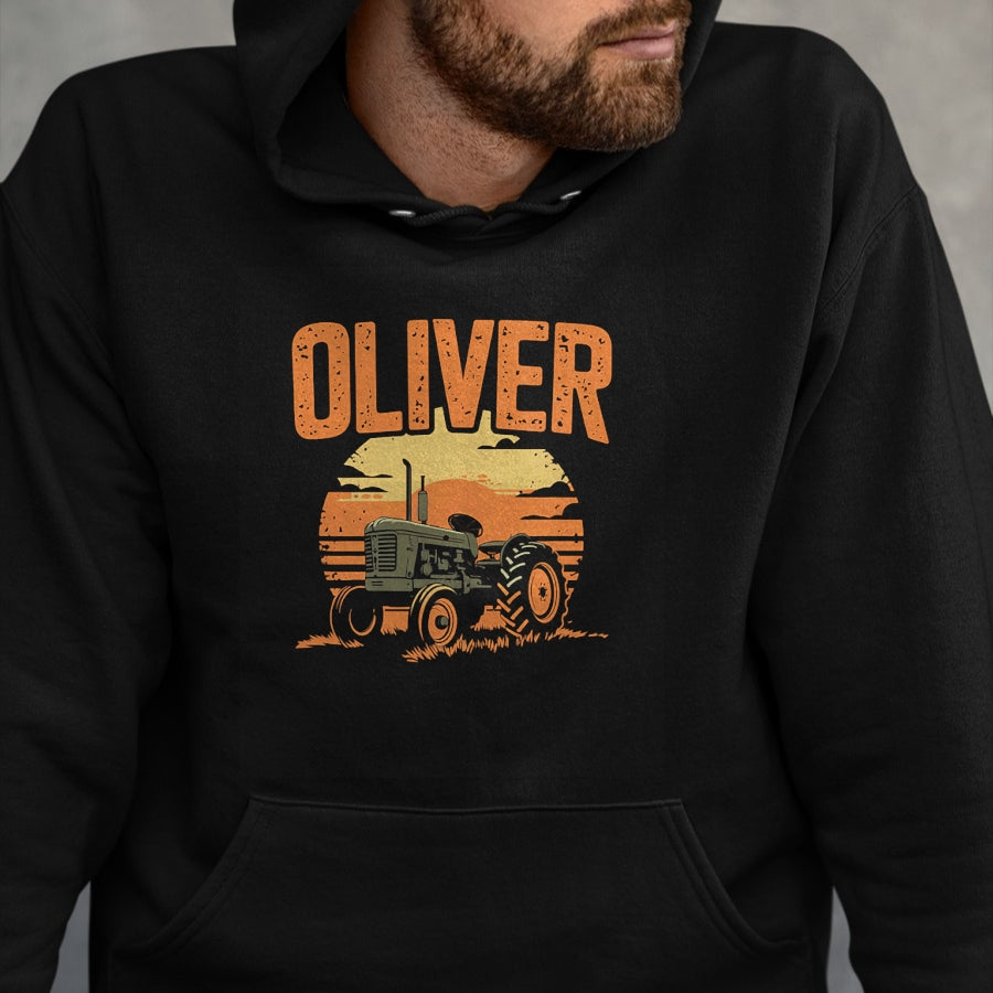 Best Farmer Life Shirt, Funny Farmer UnisexT-Shirt/Hoodie/Sweatshirt HLT00 - Oliver Personalized Nametag Tractor for Oliver T-Shirt