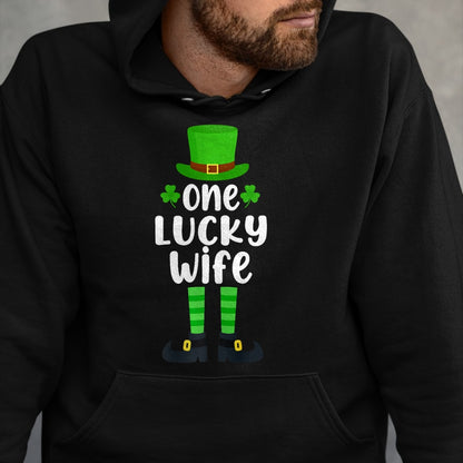 Best Wife Shirt, Wife and Husband Unisex T-Shirt/Hoodie/Sweatshirt HLT00 - Gift for wife T shirt, lucky wife   One Lucky Wife Funny St Patricks Day Lucky Shamrock Premium T-Sh