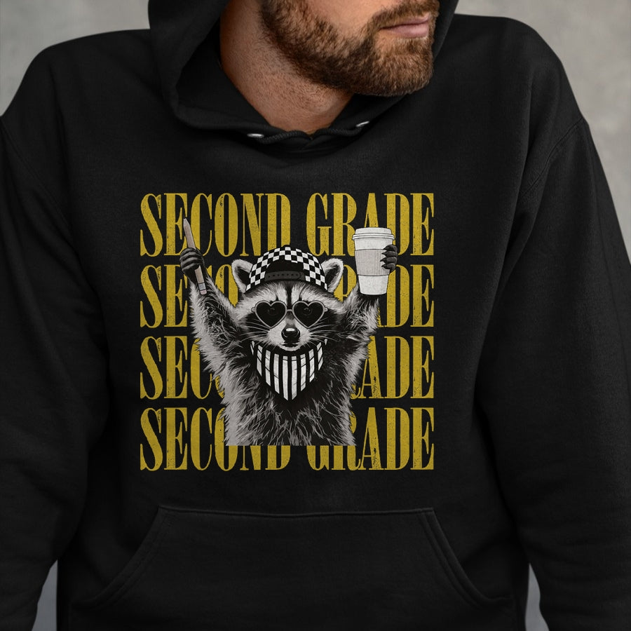 Best Teacher Shirt, Funny Teacher UnisexT-Shirt/Hoodie/Sweatshirt HLT00 - Funny Second Grade Teacher Feral Raccoon Back to School T-Shirt