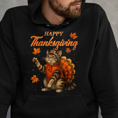 Best Thanksgiving Family Shirt , Funny Thanksgiving UnisexT-Shirt/Hoodie/Sweatshirt HLT00 - Cute Cat Turkey Happy Thanksgiving Fall Meow Cat Lover T-Shirt, Men, Black, 3X-Large
