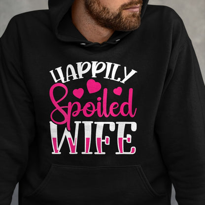 Best Wife Shirt, Wife and Husband Unisex T-Shirt/Hoodie/Sweatshirt HLT00 - Gift for wife T shirt, spoiled wife   Womens Funny Wife Happily Spoiled Wife V-Neck T-Shirt