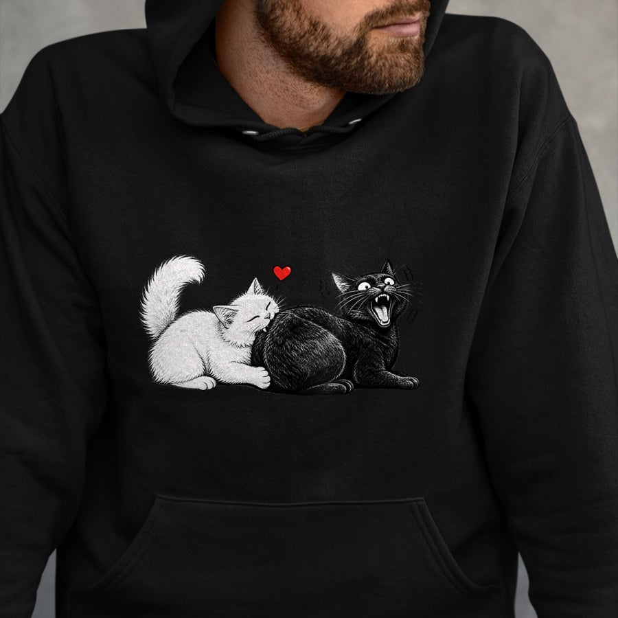 Cat Love Shirt, Funny Cat Lover Gift UnisexT-Shirt/Hoodie/Sweatshirt HLT00 - Women_s Funny Cat Couple Black White Cats Love Cat Biting Cat Butt V-Neck T-Shirt