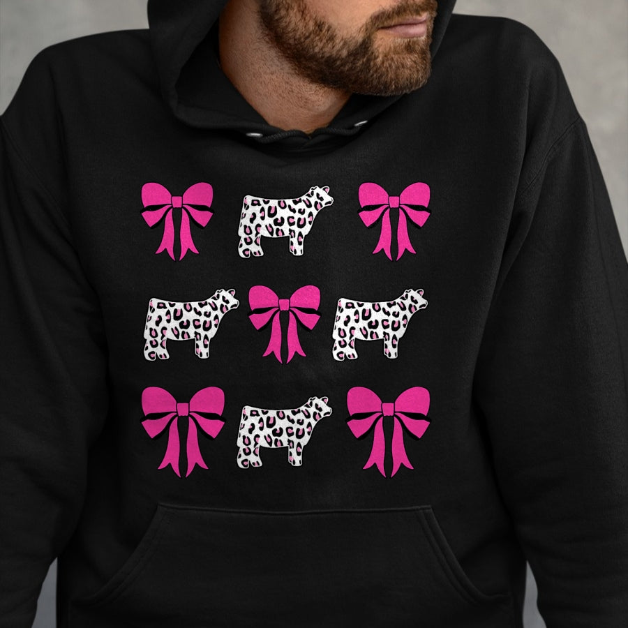 Best Farmer Life Shirt, Funny Farmer UnisexT-Shirt/Hoodie/Sweatshirt HLT00 - Show Steer Girl Cheetah Bows T-Shirt
