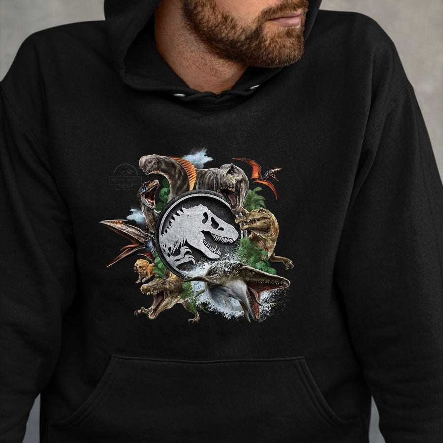 Best Dinosaur Lover Shirt, Funny Dinosaur UnisexT-Shirt/Hoodie/Sweatshirt HLT00 - Jurassic World Rebirth Circle Logo Dinosaurs T-Shirt