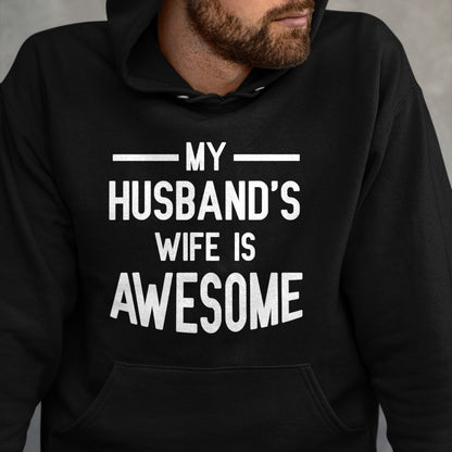 Best Wife Shirt, Wife and Husband Unisex T-Shirt/Hoodie/Sweatshirt HLT00 - Women's My Husband's Wife Is Awesome Funny T-Shirt (1)