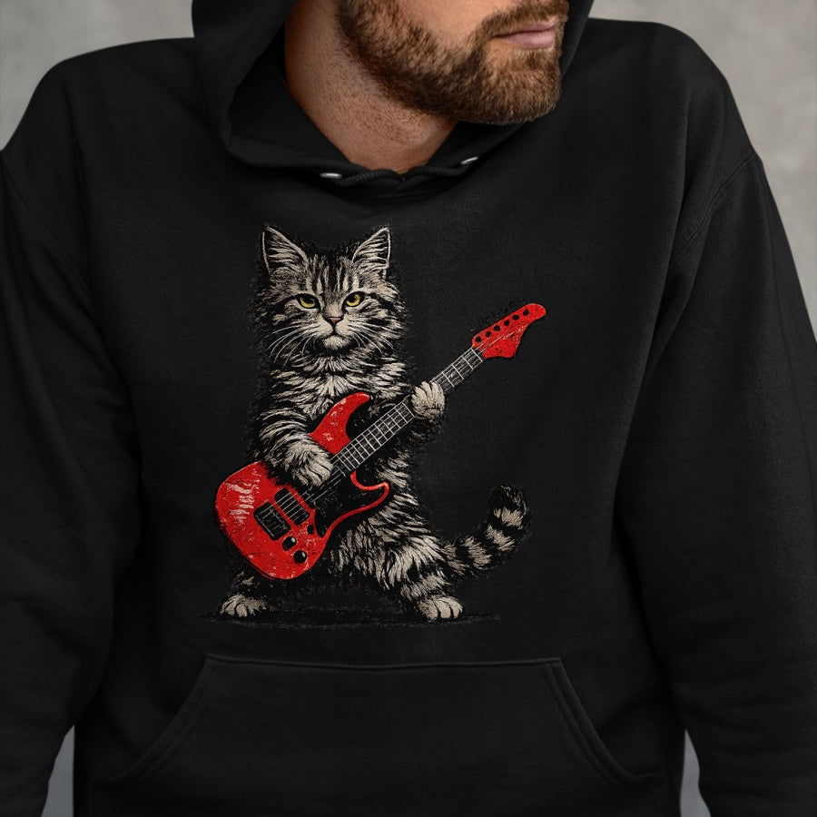 Guitar Lover Shirt, Funny Guitar UnisexT-Shirt/Hoodie/Sweatshirt HLT00 - Funny Cat Playing Guitar Rock and Roll Gifts Men Women Kids T-Shirt (5)