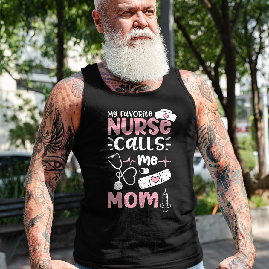 Funny Nurse Shirt, Nurse Unisex T-Shirt/Hoodie/Sweatshirt HLT00 - Womens My Favorite Nurse Calls Me Mom - Mother's Day V-Neck T-Shirt