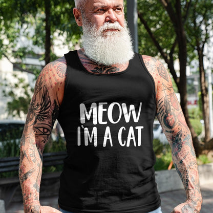 Cat Love Shirt, Funny Cat Lover Gift UnisexT-Shirt/Hoodie/Sweatshirt HLT00 - Meow I_m A Cat - Halloween Costume T-Shirt, Men, Black, Large