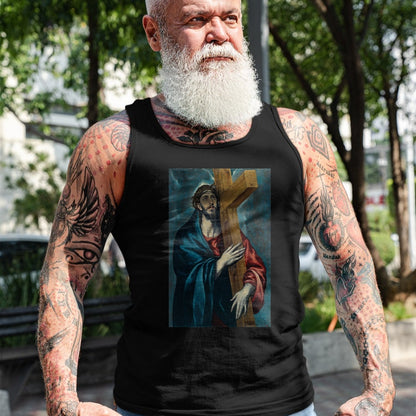 Christian Tee, Christian Faith Unisex T-Shirt/Hoodie/Sweatshirt HLT00 - Christ Carrying the Cross Jesus Painting Saviour Christian T-Shirt