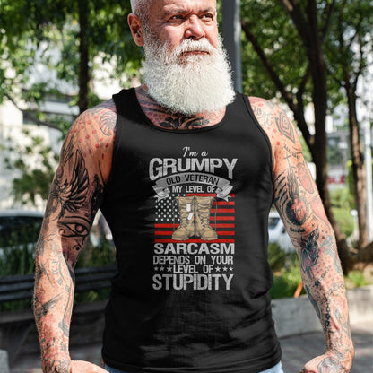 Proud Veteran Shirt, Funny Veteran UnisexT-Shirt/Hoodie/Sweatshirt HLT00 - I_m A Grumpy Old Veteran Funny Army US Flag Grandpa T-Shirt