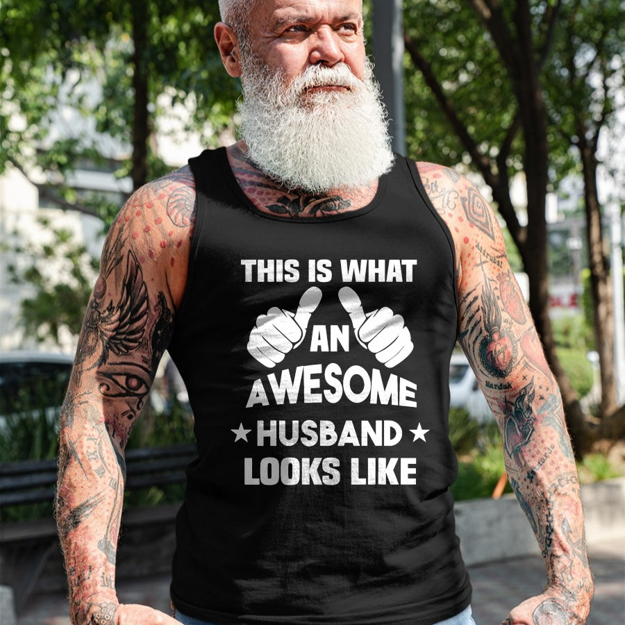 Best Wife Shirt, Wife and Husband Unisex T-Shirt/Hoodie/Sweatshirt HLT00 - This Is What An Awesome Husband Looks Like Gift T-Shirt