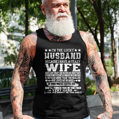 Best Wife Shirt, Wife and Husband Unisex T-Shirt/Hoodie/Sweatshirt HLT00 - Gift for wife T shirt, lucky wife   I Am A Lucky Husband I Have A Crazy Wife Christmas Birthday T-Sh