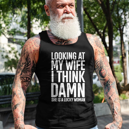 Best Wife Shirt, Wife and Husband Unisex T-Shirt/Hoodie/Sweatshirt HLT00 - Gift for wife T shirt, lucky wife   My Wife Is A Lucky Woman Wife Themed Gift Husbands Gift T-Shirt