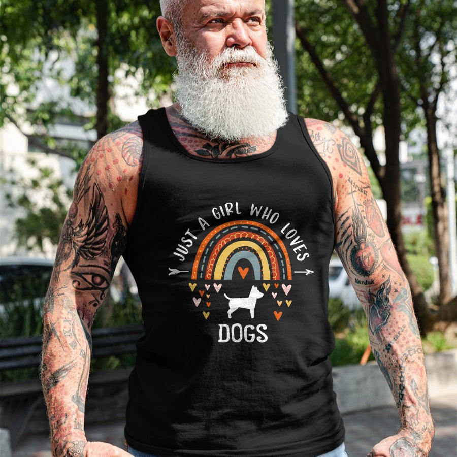 Dog Love Shirt, Dog Lover Gift T-Shirt/Hoodie/Sweatshirt HLT00 - Just A Girl Who Loves Dogs Rainbow Gifts For Dog Lover Women T-Shirt (1)