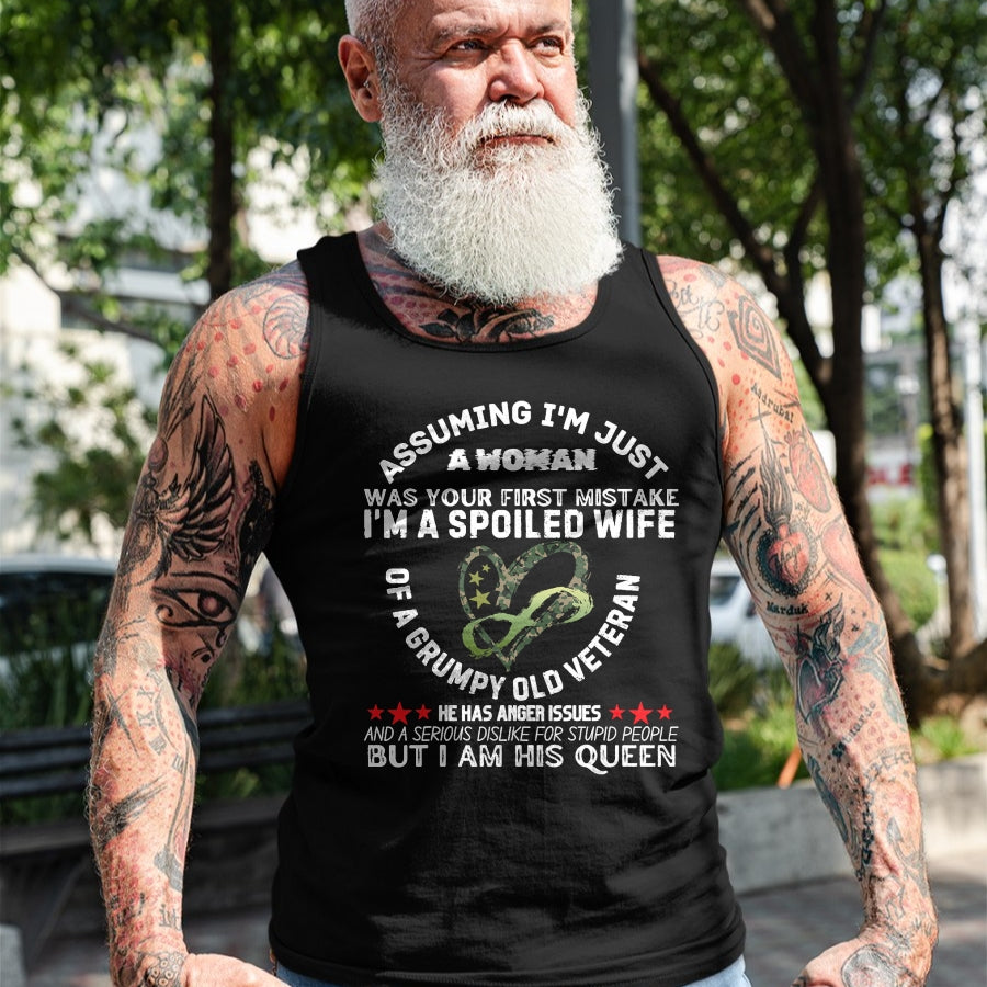 Best Wife Shirt, Wife and Husband Unisex T-Shirt/Hoodie/Sweatshirt HLT00 - Gift for wife T shirt, spoiled wife   Husband Wife I'm A Spoiled Wife Of A Grumpy Old Veteran T-Shir