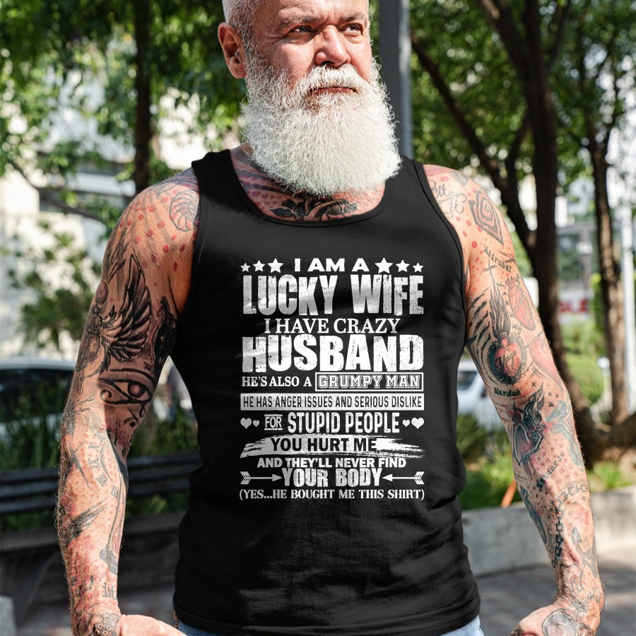 Best Wife Shirt, Wife and Husband Unisex T-Shirt/Hoodie/Sweatshirt HLT00 - Gift for wife T shirt, lucky wife   I Am A Lucky Wife shirt Funny wife husband present T-Shirt
