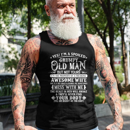 Best Wife Shirt, Wife and Husband Unisex T-Shirt/Hoodie/Sweatshirt HLT00 - Gift for wife T shirt, spoiled wife   Yes I'm A Spoiled Grumpy Old Man But Not Yours Awesome Wife T- (1)