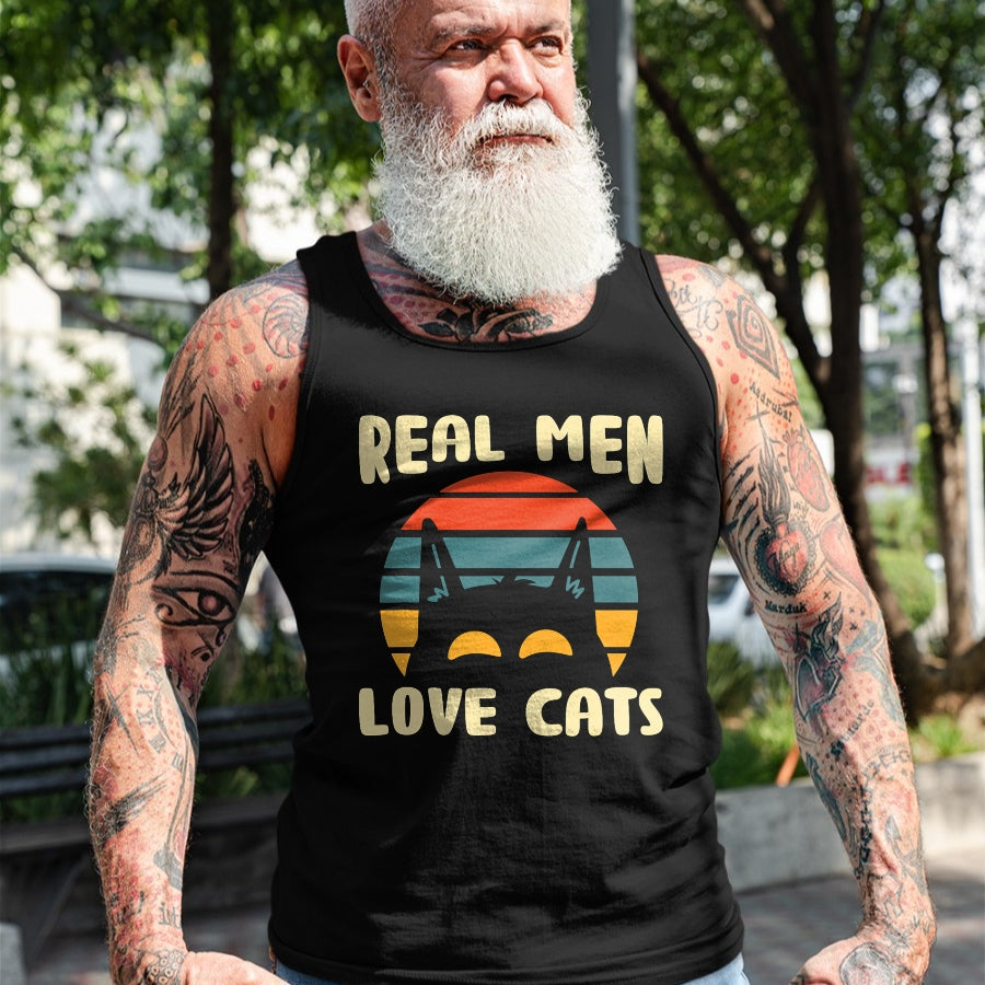 Cat Love Shirt, Funny Cat Lover Gift UnisexT-Shirt/Hoodie/Sweatshirt HLT00 - Real Men Love Cats Cat Lover T-Shirt