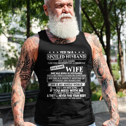 Best Wife Shirt, Wife and Husband Unisex T-Shirt/Hoodie/Sweatshirt HLT00 - I'm a spoiled husband awesome wife SHE WAS BORN IN NOVEMBER T-Shirt