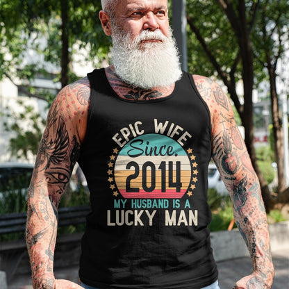 Best Wife Shirt, Wife and Husband Unisex T-Shirt/Hoodie/Sweatshirt HLT00 - Gift for wife T shirt, lucky wife   Epic Wife Since 2014 My Husband Is A Lucky Married Wedding T-Shi