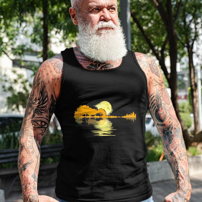 Guitar Lover Shirt, Funny Guitar UnisexT-Shirt/Hoodie/Sweatshirt HLT00 - Guitar Lake Shadow Love Guitar Musician T-Shirt, Men, Black, 3X-Large