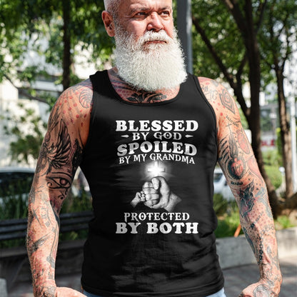 Best Wife Shirt, Wife and Husband Unisex T-Shirt/Hoodie/Sweatshirt HLT00 - Blessed by God spoiled by my grandma protected by both Premium T-Shirt (1)