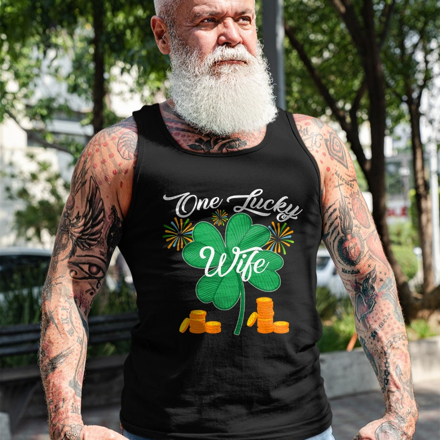 Best Wife Shirt, Wife and Husband Unisex T-Shirt/Hoodie/Sweatshirt HLT00 - Gift for wife T shirt, lucky wife   St. Patrick's Day I'm One Lucky Wife T-Shirt