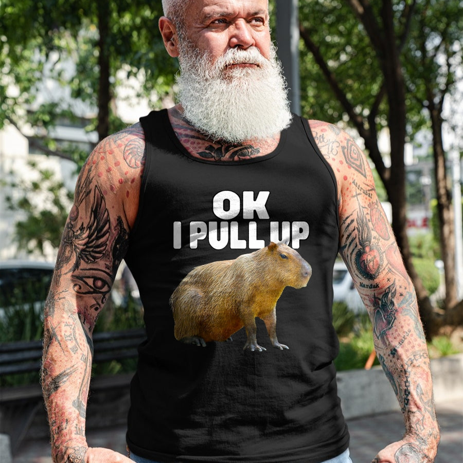 Cute Capybara Shirt, Funny Capybara Unisex T-Shirt/Hoodie/Sweatshirt HLT00 - Ok I Pull Up Capybara Funny Capybara Lover Dank Meme T-Shirt, Women, Black, Medium