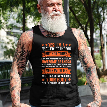 Best Grandma Shirt, Proud Grandma Unisex T-Shirt/Hoodie/Sweatshirt HLT00 - yes i'm a spoiled grandson T-Shirt (4)