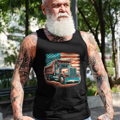 Best Truck Driver Life Shirt, Funny Trucker UnisexT-Shirt/Hoodie/Sweatshirt HLT00 - Dump Truck Driver American Flag Trucker Vintage Men Women T-Shirt