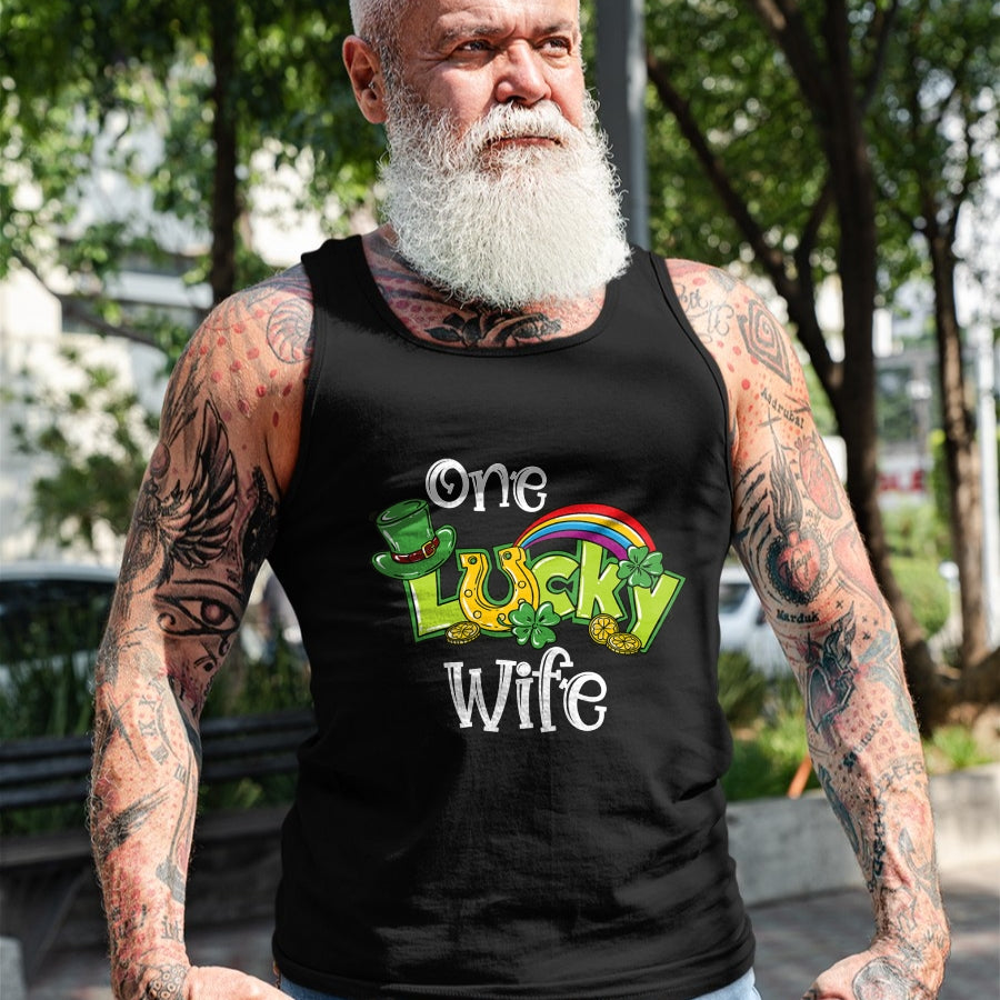 Best Wife Shirt, Wife and Husband Unisex T-Shirt/Hoodie/Sweatshirt HLT00 - Gift for wife T shirt, lucky wife   One Lucky Wife St Patricks Day Shirt One Lucky Wife T-Shirt (1)