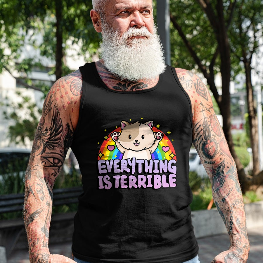 Cat Love Shirt, Funny Cat Lover Gift UnisexT-Shirt/Hoodie/Sweatshirt HLT00 - Everything is Terrible Sarcasm Rainbow Kitten Cute Cat T-Shirt