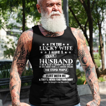 Best Wife Shirt, Wife and Husband Unisex T-Shirt/Hoodie/Sweatshirt HLT00 - Gift for wife T shirt, lucky wife   I'm The Lucky Wife I Have A Crazy Husband T-Shirt (1)