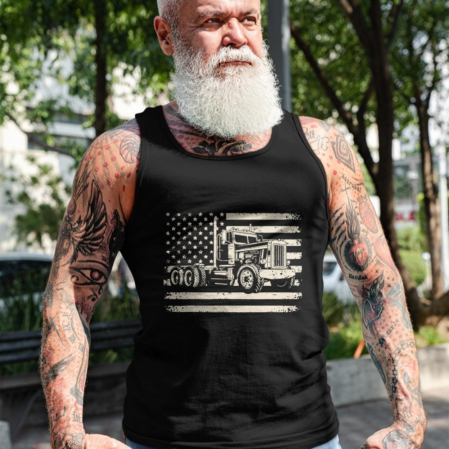 Best Truck Driver Life Shirt, Funny Trucker UnisexT-Shirt/Hoodie/Sweatshirt HLT00 - Semi Truck USA Flag Driver Trucker Patriotic Retro T-Shirt