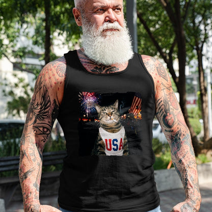 Cat Love Shirt, Funny Cat Lover Gift UnisexT-Shirt/Hoodie/Sweatshirt HLT00 - Patriotic Smoking cat T-Shirt