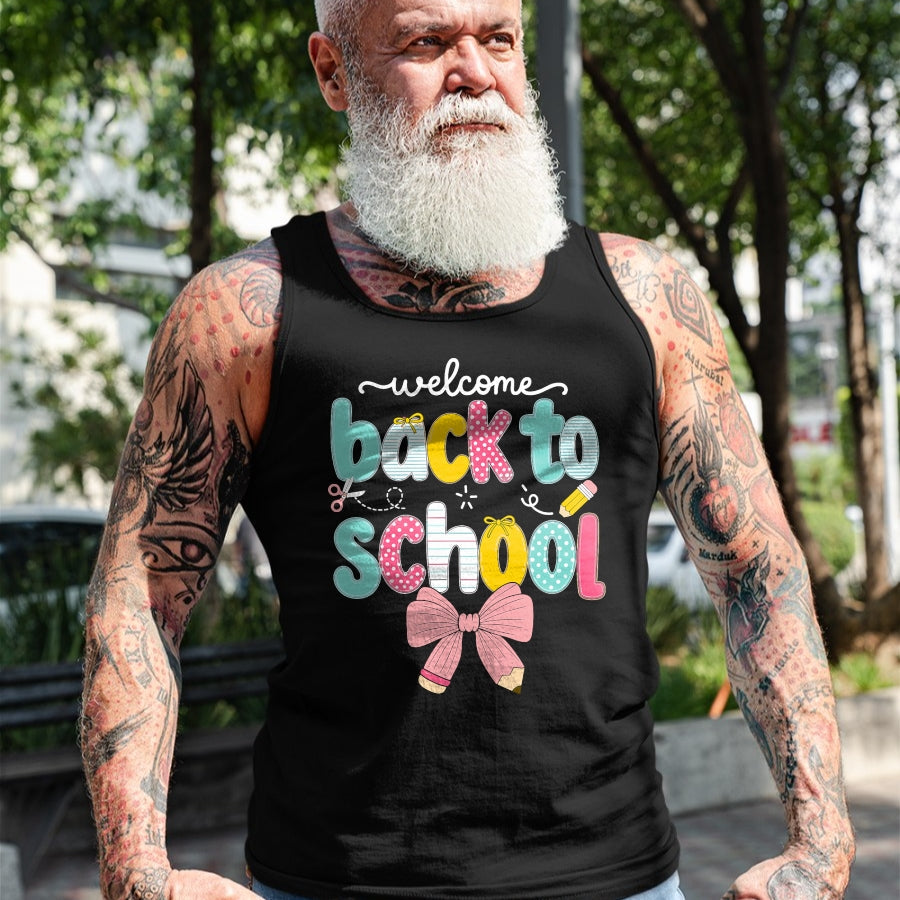 Best Student Shirt, Funny Back To School UnisexT-Shirt/Hoodie/Sweatshirt HLT00 - Welcome Back to School Coquette Pencil Bow T-Shirt
