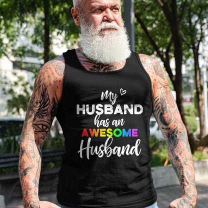 Best Wife Shirt, Wife and Husband Unisex T-Shirt/Hoodie/Sweatshirt HLT00 - My husband has an awesome husband - LGBT Gay Wedding T-Shirt (1)