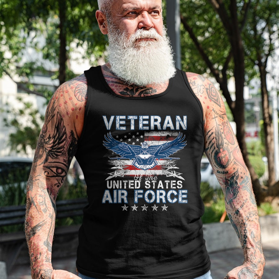 Proud Veteran Shirt, Funny Veteran UnisexT-Shirt/Hoodie/Sweatshirt HLT00 - Proud US Air Force Veteran USA Flag Patriotic Vintage Mens T-Shirt