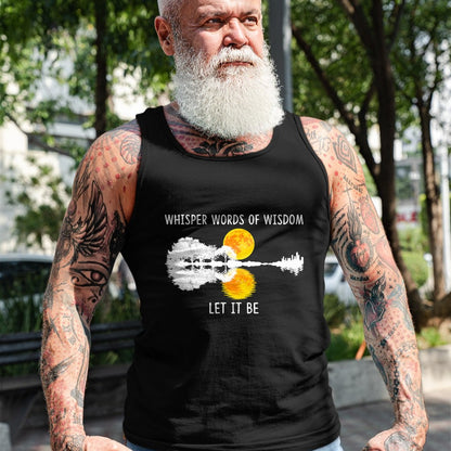 Guitar Lover Shirt, Funny Guitar UnisexT-Shirt/Hoodie/Sweatshirt HLT00 - Whisper Words of Wisdom Let It-Be Tshirt Guitar Lake Shadow T-Shirt