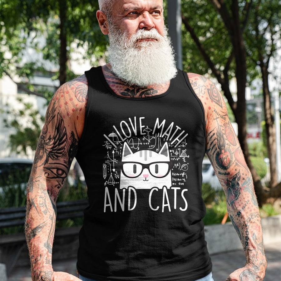 Cat Love Shirt, Funny Cat Lover Gift UnisexT-Shirt/Hoodie/Sweatshirt HLT00 - I Love Math and Cats Cute Kitty Cat Feline Lover Gift T-Shirt Small
