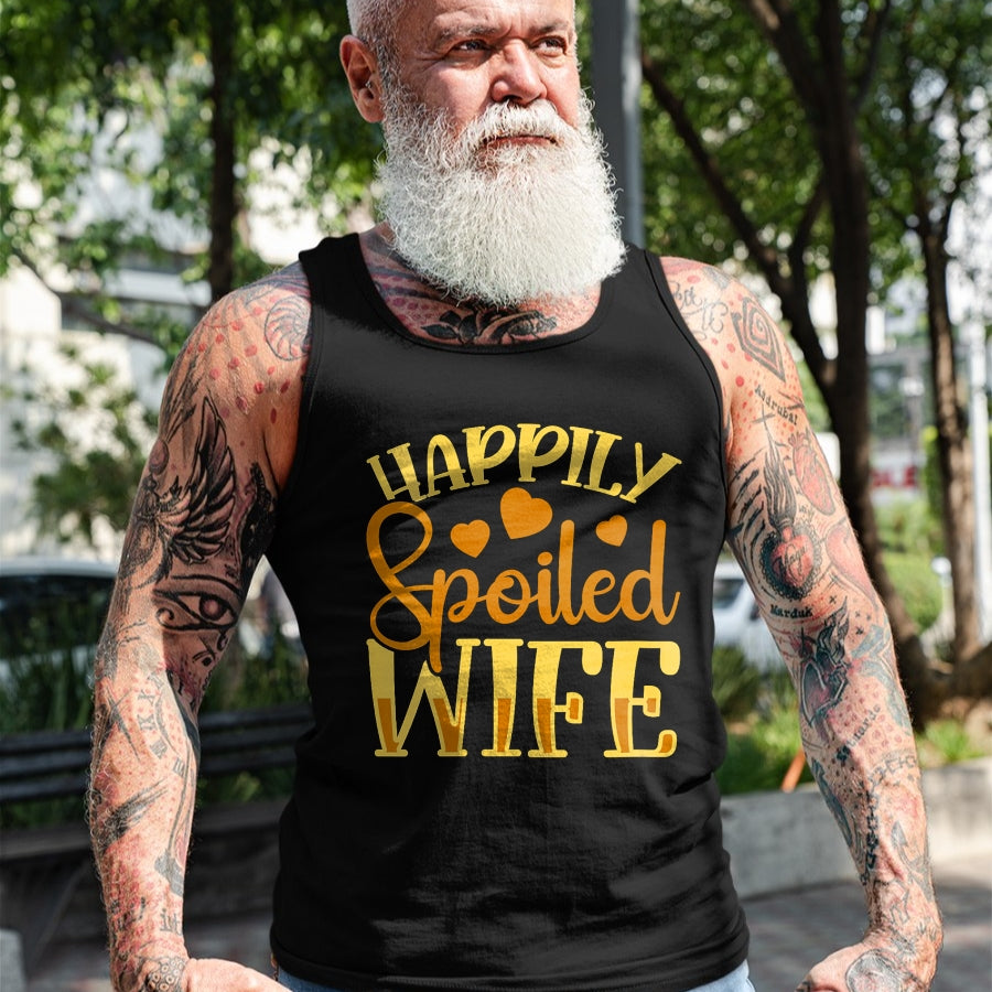 Best Wife Shirt, Wife and Husband Unisex T-Shirt/Hoodie/Sweatshirt HLT00 - Gift for wife T shirt, spoiled wife   Womens Funny Wife Happily Spoiled Wife V-Neck T-Shirt (1)