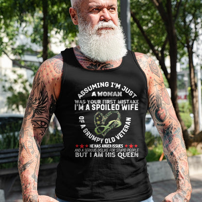 Best Wife Shirt, Wife and Husband Unisex T-Shirt/Hoodie/Sweatshirt HLT00 - Gift for wife T shirt, spoiled wife   Womens Husband Wife I'm A Spoiled Wife Of A Grumpy Old Veteran