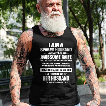 Best Wife Shirt, Wife and Husband Unisex T-Shirt/Hoodie/Sweatshirt HLT00 - Gift for wife T shirt, spoiled wife   I Am A Spoiled Husband I Have A Freaking Awesome Wife T-Shirt (2)