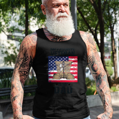 Gift for Dad Shirt, Funny Dad Unisex T-Shirt/Hoodie/Sweatshirt HLT00 – Dad Veteran My Favorite Veteran Is My Father Proud Son Kids T-Shirt